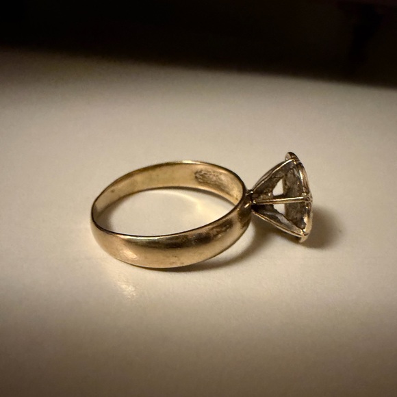 Vintage 10kt solid gold bicolor floral natural diamond cluster ring thick band - Picture 4 of 11